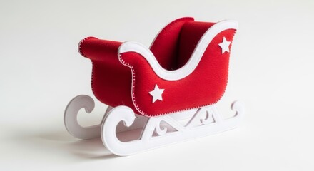 Felt Christmas Santa Sleigh photo on a solid white background, holiday graphic, Craft