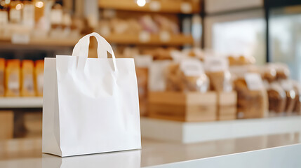 Fresh pastries and artisan bread in a white bag, a tempting treat from the local bakery, the best gift to bring at family reunions or for sharing between neighbors.