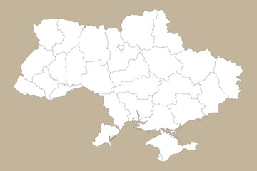 Vector graphic artwork suitable for print and web containing flat detailed map of independent UKRAINE