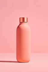 Modern cosmetic bottle on colorful background