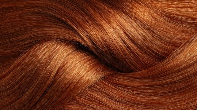 Close-Up of Smooth and Shiny Auburn Hair with Natural Shine and Luster, Perfect for Beauty and Haircare Themes and Illustrations in Stock Photography
