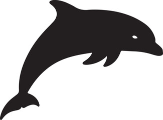 Silhouette of a Dolphin Leaping jumping ocean on transparent background