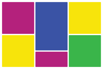 Fototapeta premium Vibrant Geometric Composition: A Mondrian-inspired arrangement of colorful blocks Bento grid system