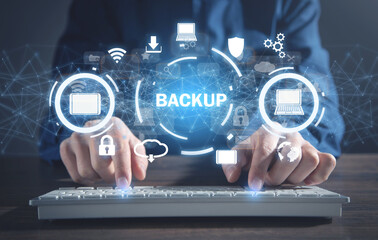 Backup concept. Data storage. Network security