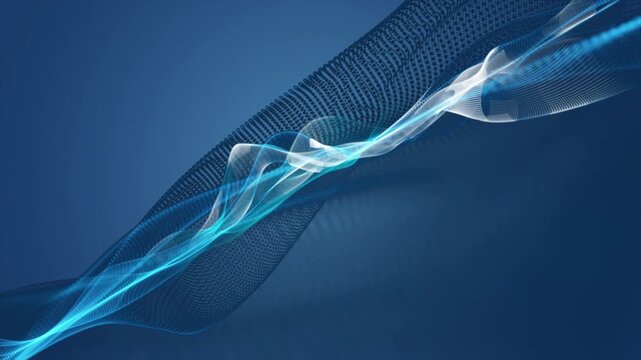 Fantastic video animation with particle wave object in slow motion, 4096x2304 loop 4K