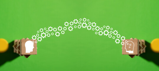 Knowledge sharing. Transferring. Brainstorming concept