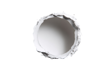 A pristine, white, circular hole, meticulously carved from a smooth, textured surface