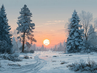 winter landscape with trees