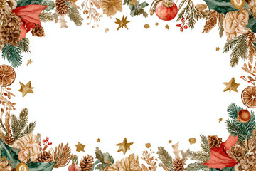 Christmas Watercolor Photo Frame with White background