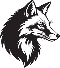 Obraz premium Intense fox head silhouette fierce wild animal profile majestic predator graphic element for design projects and tattoos