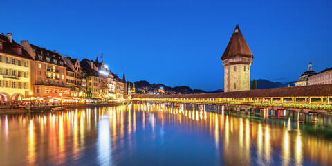 Naklejka premium lucerne, lucerne, switzerland, sightseeing, alps, architecture, attraction, bridge, center, chapels, europe, famous, historic, history, iconic, lake, landscape, mountain, panorama, picturesque, postca