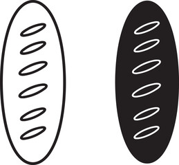 Minimalist baguette bread icons side by side simple bakery food graphics