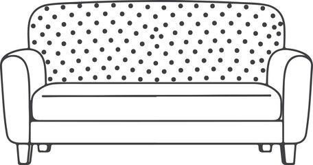 A minimalist black and white line drawing of a sofa for design projects