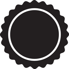 Minimalist black circular badge silhouette with scalloped edge for advertisements and branding