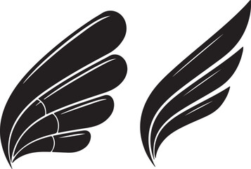 Modern stylized wing illustration with smooth curves and feather details in vibrant colors