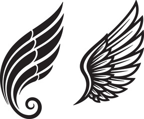 Two stylized wing icons featuring vibrant colors and clean design elements