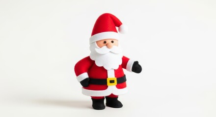 Felt Christmas Santa Claus photo on a solid white background, holiday graphic, Craft