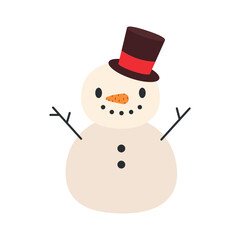 Cute snowman. Christmas design. Isolated background. Flat style vector illustration.