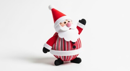 Felt Christmas Santa Claus photo on a solid white background, holiday graphic, Craft