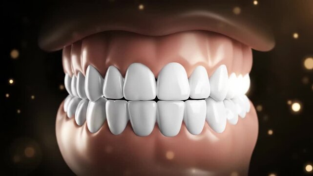 Shiny teeth animation with glitter effects and seamless movement in high definition
