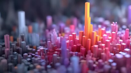 Abstract Pixelated Landscape: Colorful Geometric Shapes Rising from Depth, showcasing a vibrant futuristic cityscape with dynamic lighting and subtle gradients - Powered by Adobe