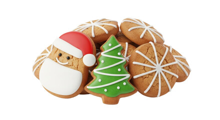 Festive christmas cookies with santa and tree icing designs