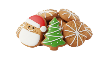 Festive christmas cookies with santa and tree icing designs