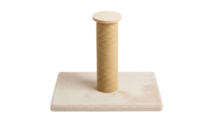 Beige cat scratching post with sturdy sisal rope and base