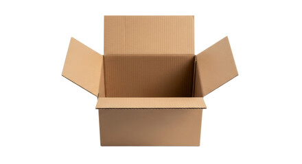 Open cardboard shipping box on black background