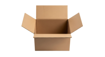 Open cardboard shipping box on black background