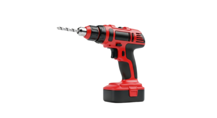Red cordless power drill with black accents