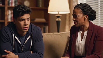 Emotional conversation unfolds: tension and reconciliation in living room dialogue - Powered by Adobe