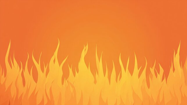 A vibrant illustration of stylized flames in shades of yellow and orange against a solid orange background.