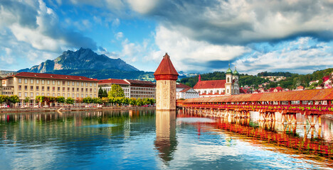 lucerne, lucerne, switzerland, sightseeing, alps, architecture, attraction, bridge, center, chapels, europe, famous, historic, history, iconic, lake, landscape, mountain, panorama, picturesque, postca