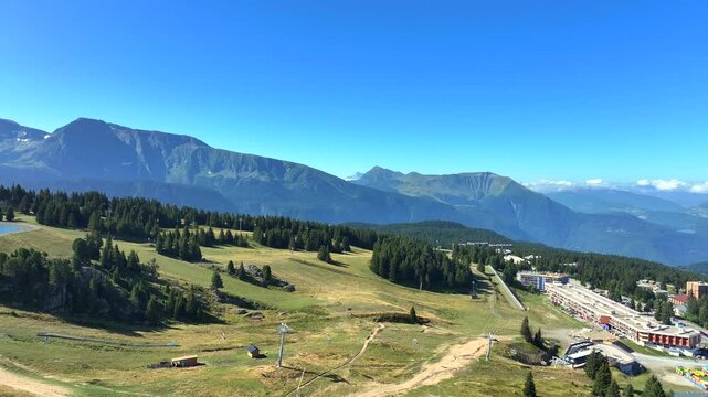 View of Chamrousse Village and Grenoble City