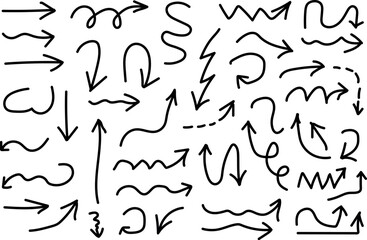 Hand drawn arrow set black ink sketch vector