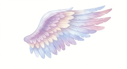 Fototapeta premium A delicately illustrated wing, adorned with soft pastel hues, evokes a sense of ethereal grace.