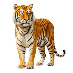 Fototapeta premium Majestic tiger isolated on transparent background, a powerful and beautiful animal