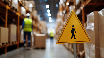 Safety first in the bustling warehouse! Keep an eye out for fellow workers. Prioritizing safety at work. Use caution and awareness in the workspace. Watch out!