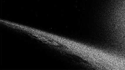 Abstract black background with white stipple texture for space, universe, galaxy concept. Digital noise effect for modern design. © hiten666
