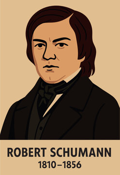Composer Robert Schumann. A signature with a name and dates. The theme of classical music of the 19th century.
