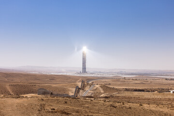 Ashalim Solar Tower in the Israeli Desert, Renewable Energy Power Plant  
