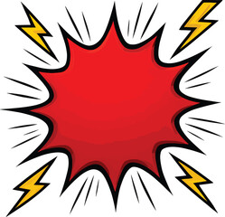 Blank Comic Pop Art Explosion Bubble with Lightning Bolts