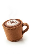 Felt Mug of Hot Chocolate photo on a solid white background, holiday christmas graphic, Craft