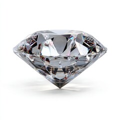 Brilliant Clear Diamond Gemstone with Sparkling Facets on White Background
