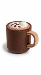 Felt Mug of Hot Chocolate photo on a solid white background, holiday christmas graphic, Craft