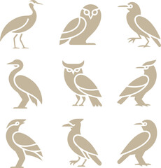 Collection of Stylized Bird Illustrations: Nature, Wildlife, and Logo Elements