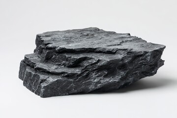 Dark Gray Slate Rock on White Background Natural Stone for Landscaping and Interior Decor