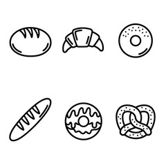 Bakery line icon set Vector