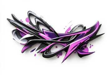 Colorful, bold graffiti art with pink hues and sharp lines, showcasing urban expression on white backdrop, evoking energy and creativity. Neural network AI generated